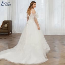 LAYOUT NICEB Sparkly Wedding Dresses Plus Size Spaghetti Straps Boho Lace Applique Bride Gown V-Neck A-Line Vestido De Noiva