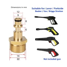 M22 14MM Fitting Hose Connector High Pressure Washer Hose Adapter Replacement Parts and Accessories for Karcher Lavor Bosch