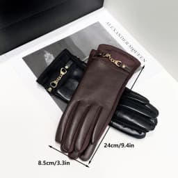 Luxurious High Quality Protein Leather Fleece Lined Women's Gloves Winter Cycling Windproof Keep Warm Elegant Touchscreen Gloves