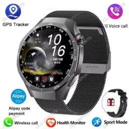 2026 New Smart Watch Men AMOLED Screen GPS Motion Track Heart Rate Blood Pressure Bluetooth Call SmartWatch IP68 Waterproof Ht22