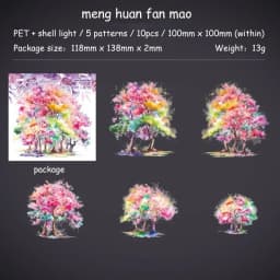JIANWU 10 Sheets Tree Shadow Shakes Leaves Series Landscaping Shell Light PET Sticker Creative DIY Journal Collage Stationery