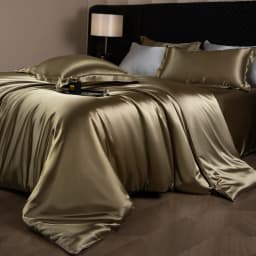 Silk Bed Sheets Set Luxury Bedding Set with Duvet Cover Fitted/Flat Bedheet Pillowcases Mixed with Rayon King Queen Full Twin