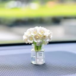 Ins Style Car Decoration Ornament Cute Simulation Plum Flower Vase Auto Dashboard Decoration Gadgets For Woman Car Accessories