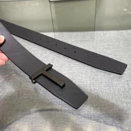 Double-Sided Leather Belt with Letter Buckle T-Shaped Men's Fashionable Genuine Leather Belt Stylish Men's Belt Workwear
