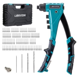 LIBRATON 140pcs Heavy-Duty Rivet Gun Professional Pop Rivet Gun Set Manual Riveting Tool for Metal, Wood and Plastic