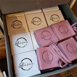 SheepSew Elegant Personalized Jewelry Packaging Set Custom Deboss Embossed Logo Drawer Box With Soft Suede Pouch For Wedding Bir