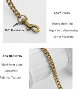 Iron Flat Chunky Gold Chain Strap for Replacement Purse Shoulder Bag Handbag Straps,Compatible with Nolita 19/Tabby 26/Georgie
