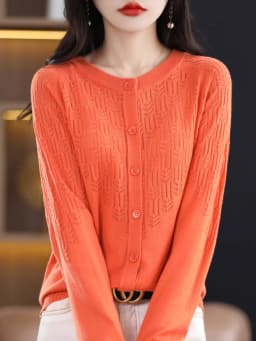 Spring Autumn Women Wool Blend Sweater O-neck Hollow Out Cardigan New Fashion Casual Knitted Slim Soft Jacket Bottoming Tops