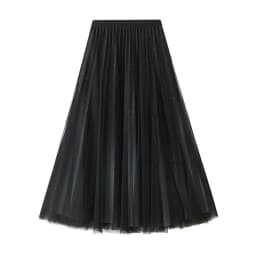 Starry Gradient Chiffon Pleated Long Skirt for Women, Solid Color 3-layer A-line High Waisted Autumn and Winter Big Swing Skirt