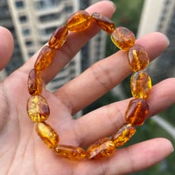 Yoowei 100% Real Amber Bracelet for Unisex Genuine Black Bead Irregular Natural Plant Medical Healing Jewelry Gift Wholesale
