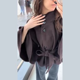 Women's Windbreaker Belted Cape Coat Oversized Jacket Stand Collar Top Autumn Single Breasted Loose Woolen Jackets Woman Clothes