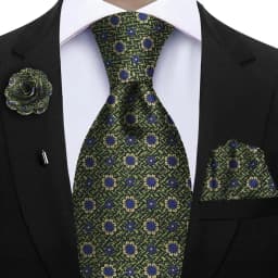 Peacock Blue Floral Print 2-Piece Tie & Pocket Square Set for Men Wedding Business Casual Stylish Accessories