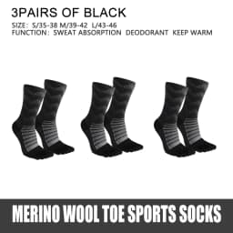 WRELS 1/3 Pairs Merino Wool Thermal Socks Men Moisture Wicking Thicken Warm Ski Hiking Cushioning Compression Sports Toe Socks