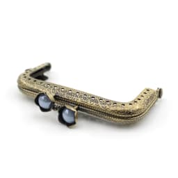 10pcs 8.5cm Lotus Head Beads Bronze Flat Edges Square Metal Purse Frame Handle for Clutch Bag Accessories Making Kiss Clasp
