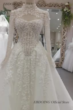 EBDOING Customized Wedding Dress A-Line Lace Sweetheart Neckline With Detachable Jacket Customized Bride Gowns