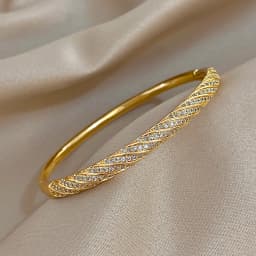 Luxury Twisted Micro Inlaid Zircon Cuff Bracelets for Women Fashion Gold Plated Copper Stacked Bangle Bracelet Jewelry Gifts