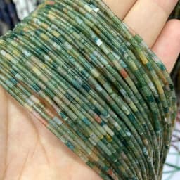 Natural Stone Beads 2x4mm Hematite Agate Jasper Crystal Cylinder Tube Loose Spacer Bead for Jewelry Making Diy Bracelet Necklace