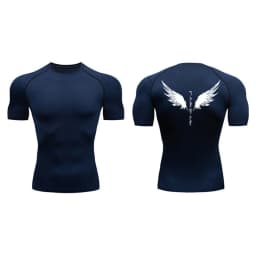 Yin Yang Sword Print Short Sleeve Compression Shirts for Men Summer Athletic Quick Dry T-shirts Gym Workout Running Tees Tops