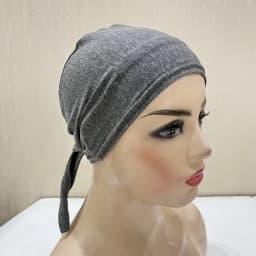 H048 Plain Cotton Tie Back Hats Muslim Turban Pure Color Stretch Inner Hijabs Underscarf Women Head Scarf Under Hijab Bonnet