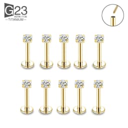 10pcs G23 Titanium Labret Piercing 16G Lip Ring Crystal Lip Piercing Tragus Earring Cartilage Stud Body Pircing Jewelry
