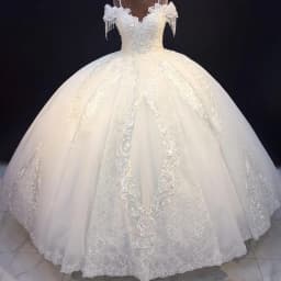 Customized White V-Neck Beaded Appliques Spaghetti Strap Wedding Dress 2026 Ball Gown Floor Length Off The Shoulder Bridal Gown