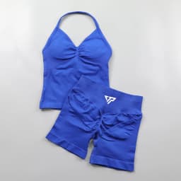 Keep That Pump 2 Piece Sets Shorts Top Women's Outfits Yoga Sets Gym Sets High Quality Seamless Lace-Up Bra Scratch Sports Sets
