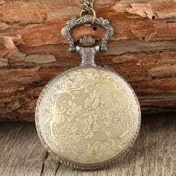 1pc Vintage Shield Pentagram Design Quartz Pocket Watch