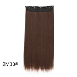 WIGSIN 60cm Synthetic Long Straight Clip In One Piece Hair Extension 5 Clips Brown Black Heat Resistant Fake Hair for Women