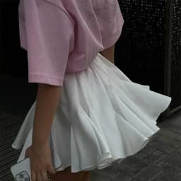 Talenza Women's White Mini Skirt A Line High Waist Sexy Cute Ruffle Retro Tennis Skirt Black Elastic Waist Skirt Summer Skirts
