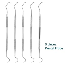 stainless steel double ended toothpick scraper tool, periodontal probe explorer, dental stain remover