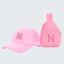 2pcs children's 26-letter printed truck driver hat and chest bag set, lightweight all-in-one visor, suitable for girls' daily