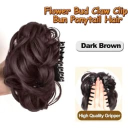Single Pack Hair Clip for Bun - Synthetic Fiber Wig, Messy Curly Hair Scrunchie, Elegant Floral Bun,Women'S Hair Accessory