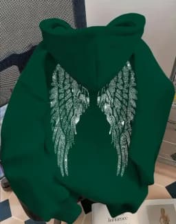 Women Oversized Hoodie Angel Wings Print Pullover Long Sleeve Loose Fit Streetwear Casual Sweatshirt