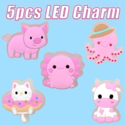 5PCS LED Shoe Charms Cats Dogs Unicorns Lighted Shoe Decorations Gamepad Cameras Diamond LED Pins for Women Girls Clog Buckles