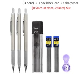 Full Metal 2.0 mm Mechanical Pencils Leads Set for Art Drawing Painting Color 2B Automatic Pencils Office School Pens Supplies