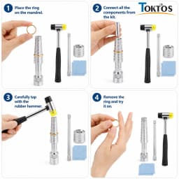TOKTOS Ring Stretcher Enlarger Tool Jewelry Ring Sizer Expander Rubber Hammer Repair Kit for Wedding Engagement Ring Making