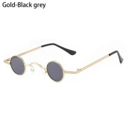 Vintage Rock Punk Man Sunglasses Classic Small Round Sunglasses Women Wide Bridge Metal Frame Black lens Driving Eyewear