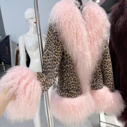YOLOAgain Real Mongolia Sheep Fur Collar Real Leather Jacket Coat Women