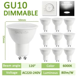 10pcs LED Spotlight GU10 Light Bulb Dimmable 220V 3000K 4000K 6000K 50W Halogen Replacement for Landscape Track Lighting
