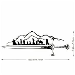 Elegant Iron Wall Hanging Black Mountain Sword Cutout Metal Art for Indoor Decor TV Background Wall Decoration