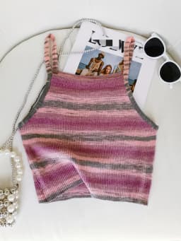2025 Comfortable and Stylish Striped Ribbed Knit Cami Top for Women Sleeveless Square Neck Casual Top Rainbow Crop Top