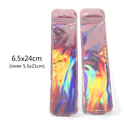 50pcs Long Iridescent Ziplock Bag Transparent Laser Plastic Seal Bags for DIY Jewelry Display Handicrafts Nail Eyelash Packaging
