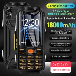 YEEMI Q9 2G/4G Network Feature Phone 4 SIM Rugged Phones 3.5 Inch 18000mAh Big Battery Loud Voice Phone For Elder Cellphone SOS