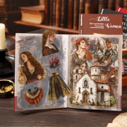 20Sheets/Pack Literary Story Theme PET Die-Cut Sticker Book for DIY Crafts, Scrapbooking, Journal, Phone Case, Laptop, Guitar