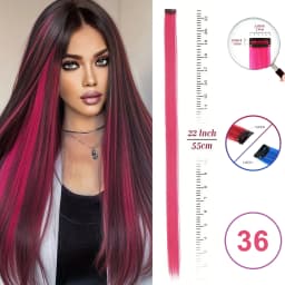 VEYDA Colored Party Highlights Clip in Hair Extensions for Girls 22 Inches Omber Colors Straight Hair Synthetic Hairpieces
