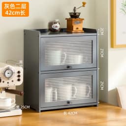Natural Bamboo Storage Cabinets Dustproof Acrylic Doors Cup Holder Tea Set Display Kitchen Organizer Dining Room