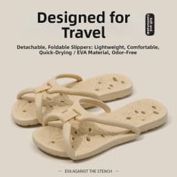 Non-slip Foldable Travel Slippers Lightweight Comfortable EVA Hotel Flip Flops Soft Flat Heels Bathroom Slippers Men and Women