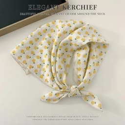 Elegant Cashew Small Square Scarf Cherry Flower Cotton Linen Print Scarves Korean Headband Printed Silk Scarf Outdoor