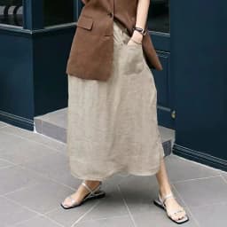Retro 100% Linen Women's Skirt Casual Solid Elastic High Waist Skirt Pants Korean Japanese Long Skirt Saia Feminina