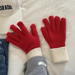 Women Winter Thickened Windproof Keep Warm Fingertip Touch Screen Knitted Gloves Fashion Color Spelling Soft